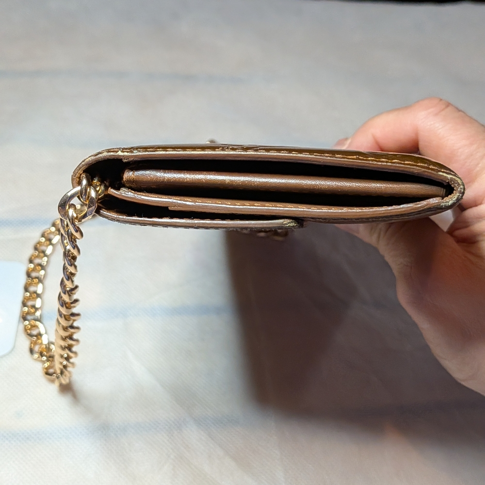 Louis Vuitton Bronze Metallic Monogram Wallet with Gold Chain - Picture 7 of 11